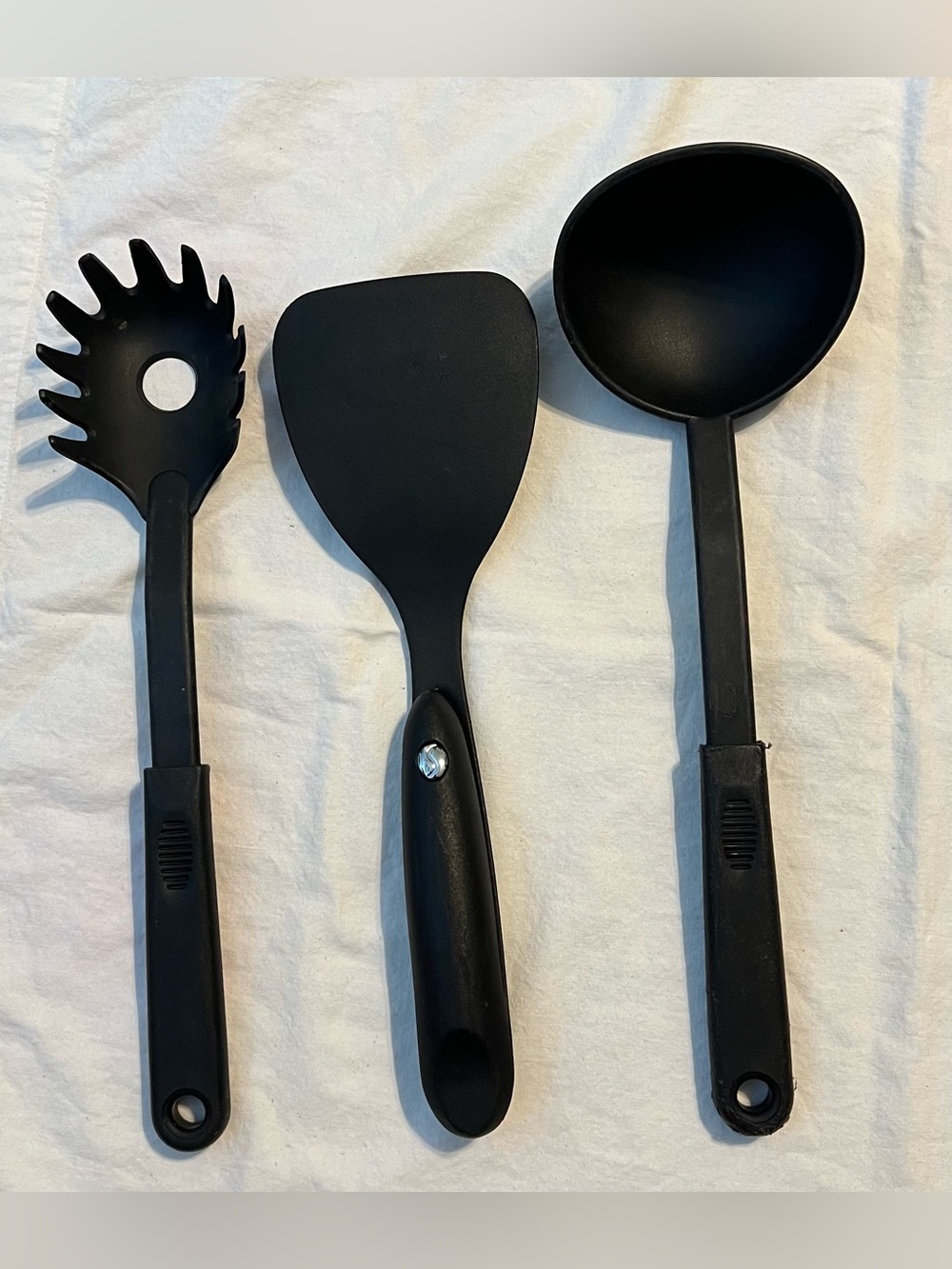 Black Kitchen Serving Utensil Set Spaghetti Server Spatula Ladel